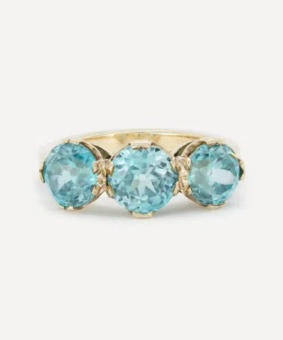 Kojis 9ct Gold Blue Zircon Three Stone Ring