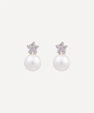 Kojis Large Diamond Star And Pearl Drop Earrings