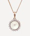 Kojis Gold Pearl And Diamond Cluster Pendant Necklace