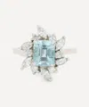 Kojis Platinum Aquamarine And Diamond Ring In Silver