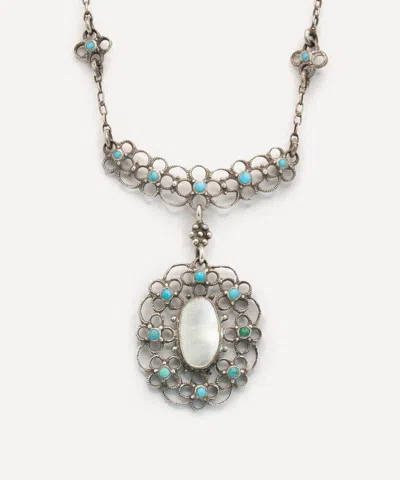 Kojis Silver Jessie M King For Liberty Turquoise And Pearl Pendant Necklace