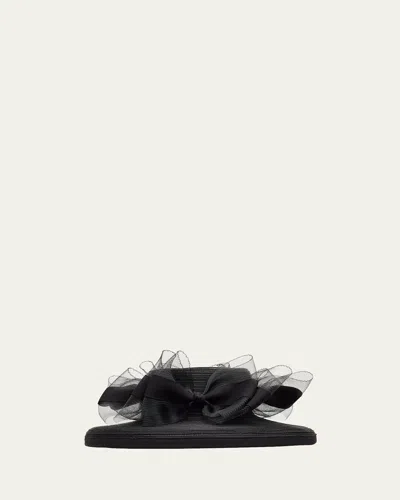 Kokin Park Ave Bow Large-brim Hat In Black Hat With Black Ribbon