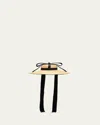 Kokin Riviera Bow Large-brim Straw Hat In Natural Black