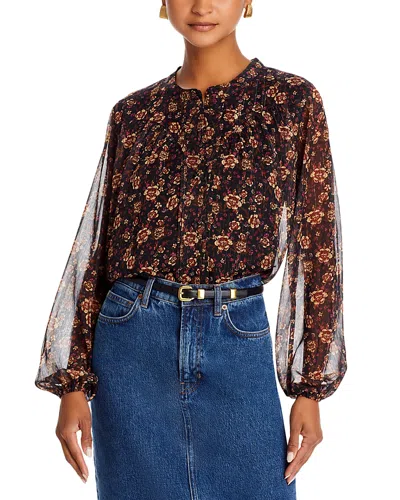 Koko + Mason Button Front Blouse In Black Multi