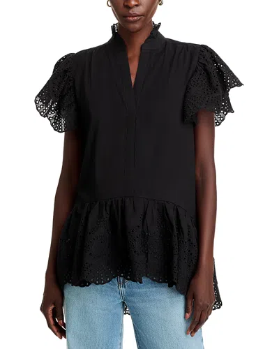 Koko + Mason Cotton Eyelet Top In Black