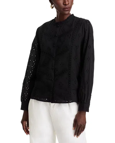 Koko + Mason Embroidered Button Front Shirt In Black