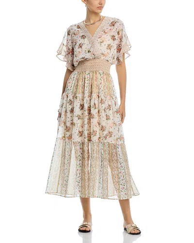 Koko + Mason Kimono Short Sleeve Midi Dress In Ivory Floral