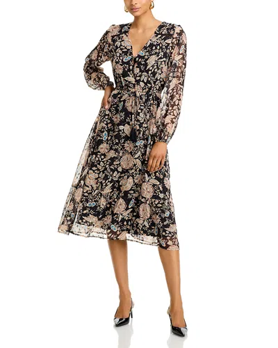 Koko + Mason Long Sleeve Printed Dress In Black Floral