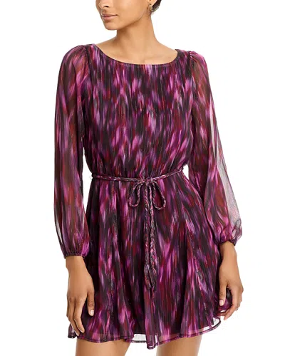Koko + Mason Printed Long Sleeve Dress In Burgundy Multi