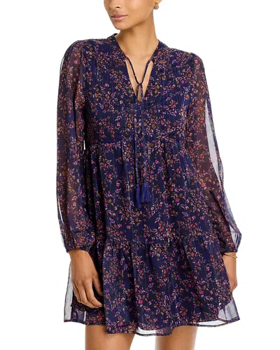 Koko + Mason Printed Long Sleeve Dress In Pink/ Blue Floral