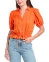 Koko + Mason Textured Blouse In Orange