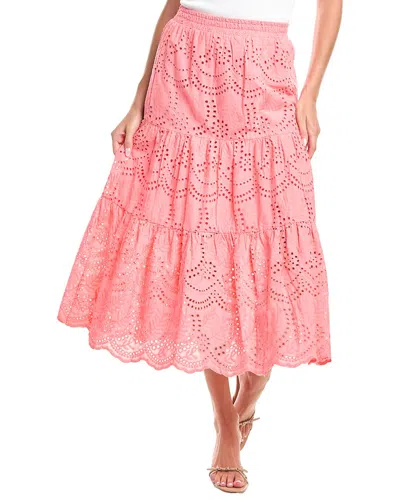 Koko + Mason Tiered Eyelet Maxi Skirt In Pink