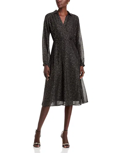 Koko + Mason V Neck Metallic Dress In Black