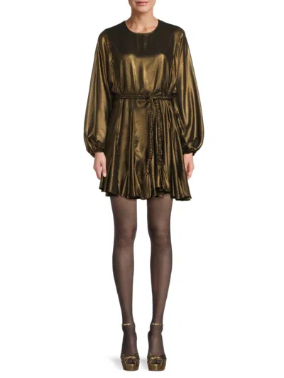 Koko + Mason Women's Metallic Belted Mini Dress In Gold