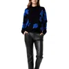 Koko + Mason Womens Knit Printed Crewneck Sweater In Black