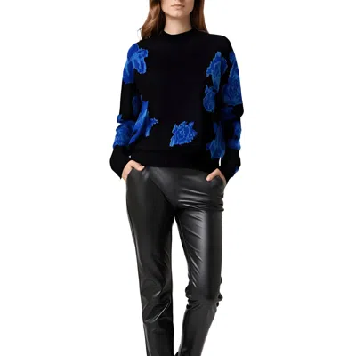 Koko + Mason Womens Knit Printed Crewneck Sweater In Black