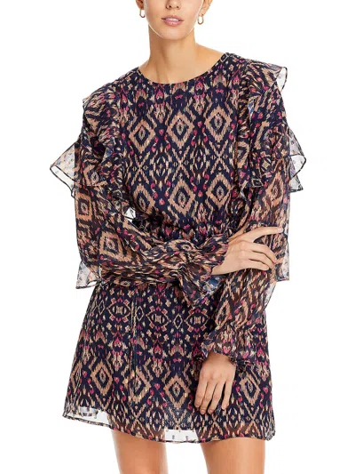 Koko + Mason Womens Ruffled Printed Fit & Flare Dress In Multi