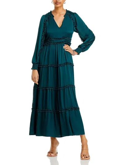 Koko + Mason Ruffle Tiered Maxi Dress In Emerald