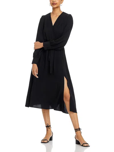Koko + Mason Long Sleeve Wrap Midi Dress In Black