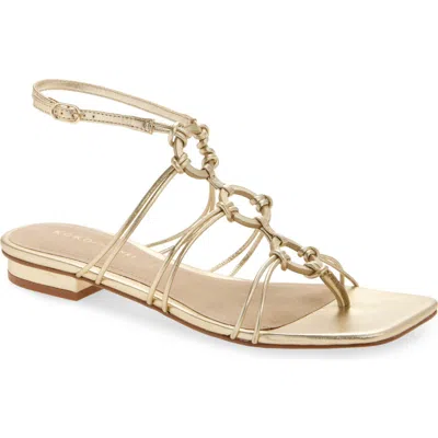Koko + Palenki Catia Ankle Strap Thong Sandal In Gold