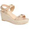 Koko + Palenki Echo Slingback Espadrille Platform Wedge Sandal In Camel Leather