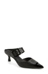 Koko + Palenki Paloma Pointed Cap Toe Kitten Heel Mule In Black Leather