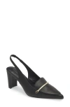 Koko + Palenki Parisa Slingback Pointed Toe Bit Loafer Pump In Black Leather