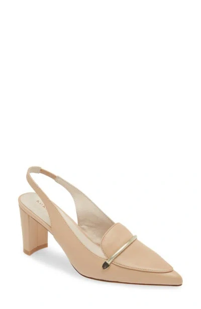 Koko + Palenki Parisa Slingback Pointed Toe Bit Loafer Pump In Light Fawn Leather