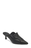 Koko + Palenki Parker Pointed Toe Kitten Heel Mule In Black Leather