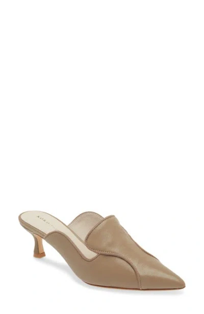 Koko + Palenki Parker Pointed Toe Kitten Heel Mule In Camel Leather