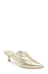 Koko + Palenki Parker Pointed Toe Kitten Heel Mule In Gold Metallic Leather