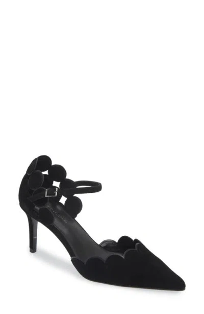 Koko + Palenki Praise Ankle Strap Pointed Toe Pump In Black Suede