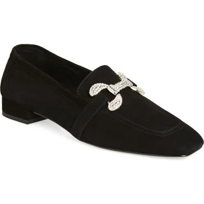 Koko + Palenki Sage Square Toe Loafer In Black Suede