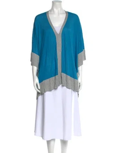 Pre-owned Kokun Bamboo Colorblock Pattern Sweater In Blue