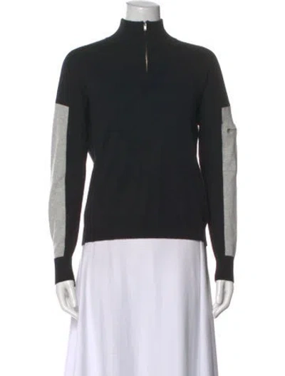 Pre-owned Kokun Bamboo Mock Neck Sweater In Black