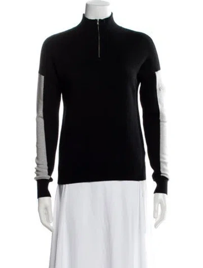 Pre-owned Kokun Bamboo Mock Neck Sweater In Black