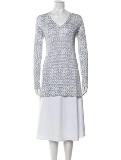 Pre-owned Kokun Bamboo Patterned Sweater In White