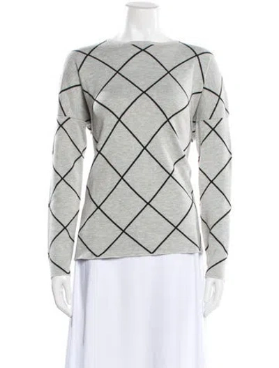 Pre-owned Kokun Bamboo Plaid Print Sweater In Gray