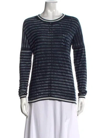 Pre-owned Kokun Bamboo Striped Sweater In Blue