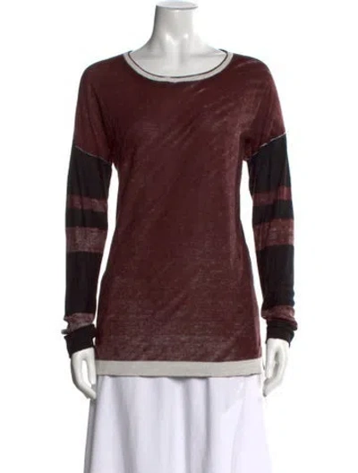 Pre-owned Kokun Bamboo Striped Sweater In Burgundy