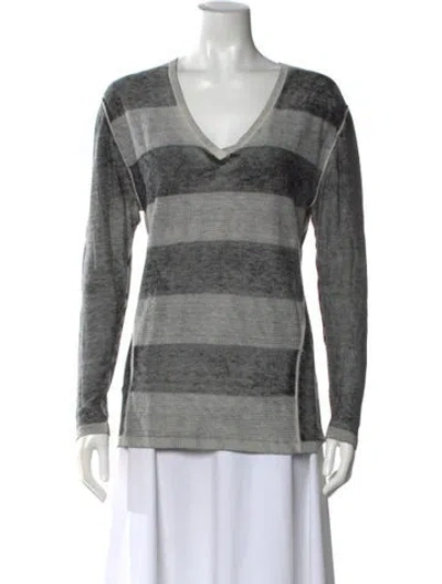 Pre-owned Kokun Bamboo Striped Sweater In Gray