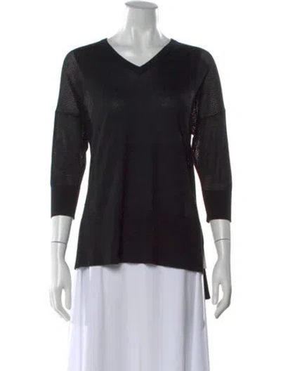 Pre-owned Kokun Bamboo V-neck Sweater In Black