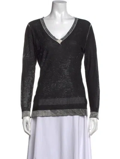 Pre-owned Kokun Bamboo V-neck Sweater In Black