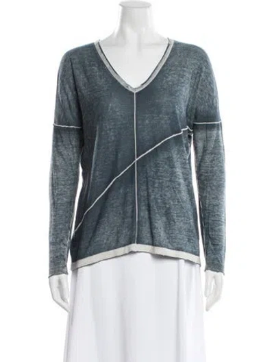 Pre-owned Kokun Bamboo V-neck Sweater In Blue