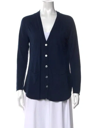 Pre-owned Kokun Bamboo V-neck Sweater In Blue