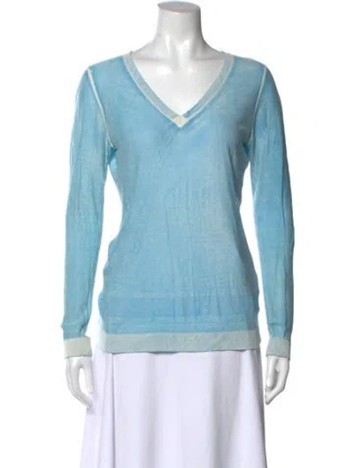 Pre-owned Kokun Bamboo V-neck Sweater In Blue