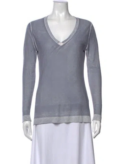 Pre-owned Kokun Bamboo V-neck Sweater In Grey