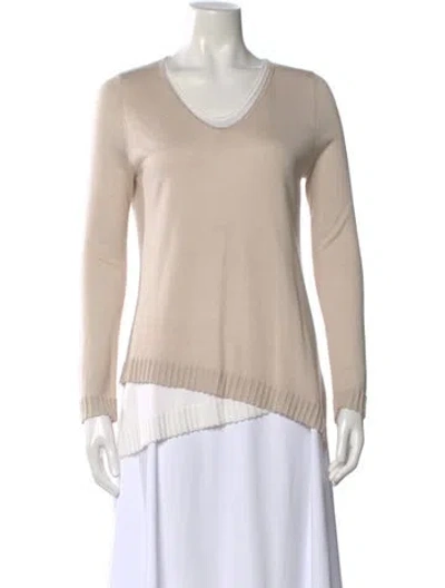 Pre-owned Kokun Bamboo V-neck Sweater In Neutral