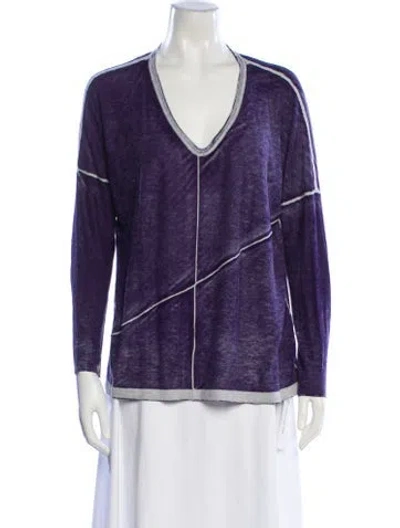 Pre-owned Kokun Bamboo V-neck Sweater In Purple