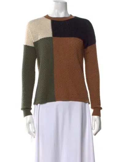 Pre-owned Kokun Cashmere Colorblock Pattern Sweater In Brown